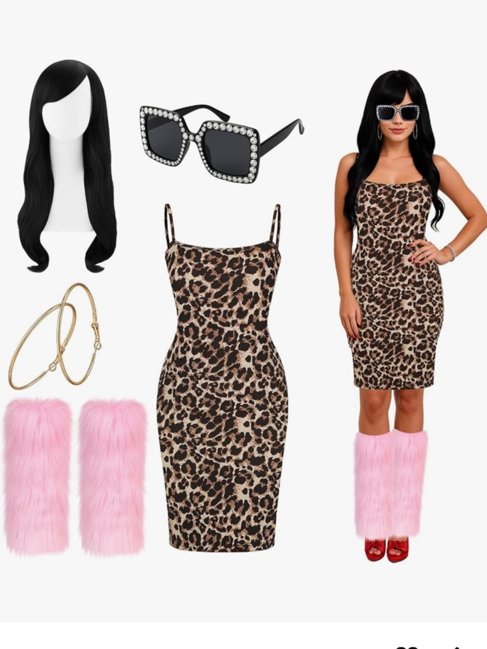 Jersey Shore Costume Women’s SMALL Outfit Set Leopard Dress Snookie Reality Star